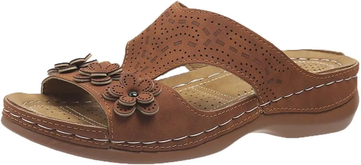 Orthopedic Sandals for Women Arch Support Comfortable Open Toe Slippers Hollow Platform Slip-on Slipper Beach Shoes