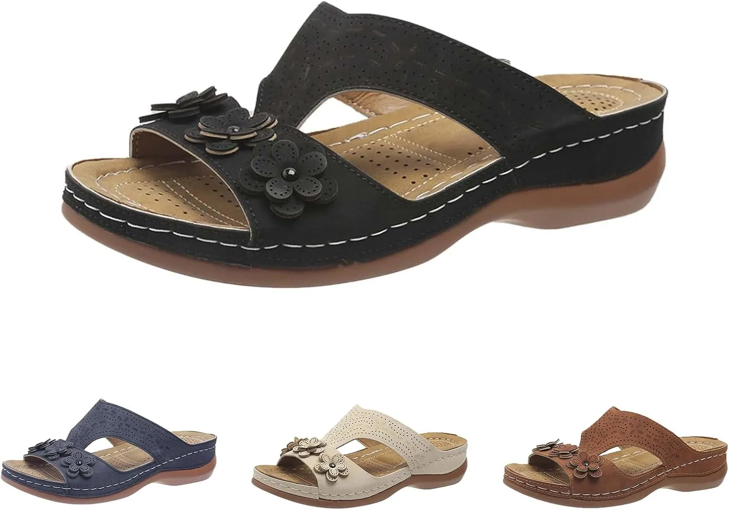 Orthopedic Sandals for Women Arch Support Comfortable Open Toe Slippers Hollow Platform Slip-on Slipper Beach Shoes