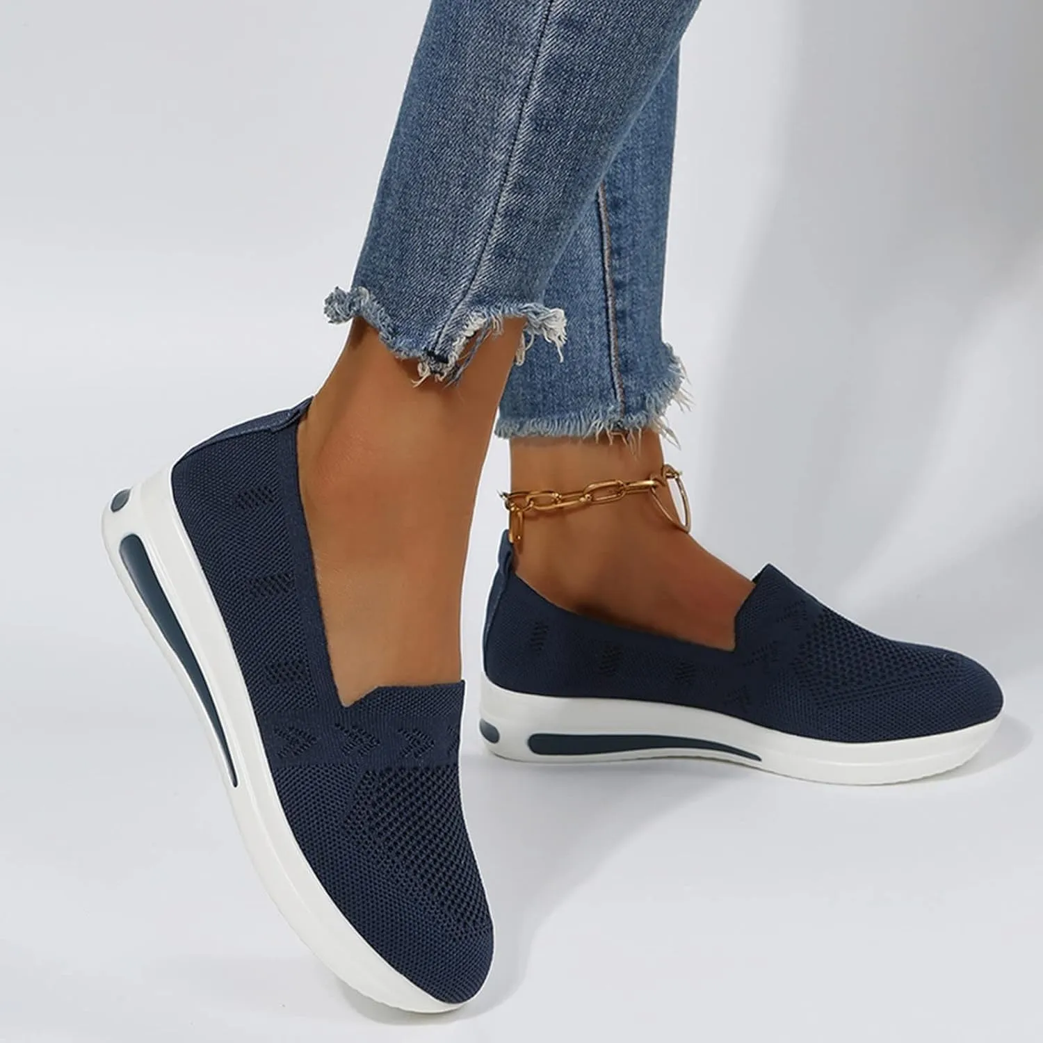 Orthopedic Shoes for Women Slip on Sneakers Comfort Non Slip Work Sneakers Woven Arch Support Breathable Walking Shoes