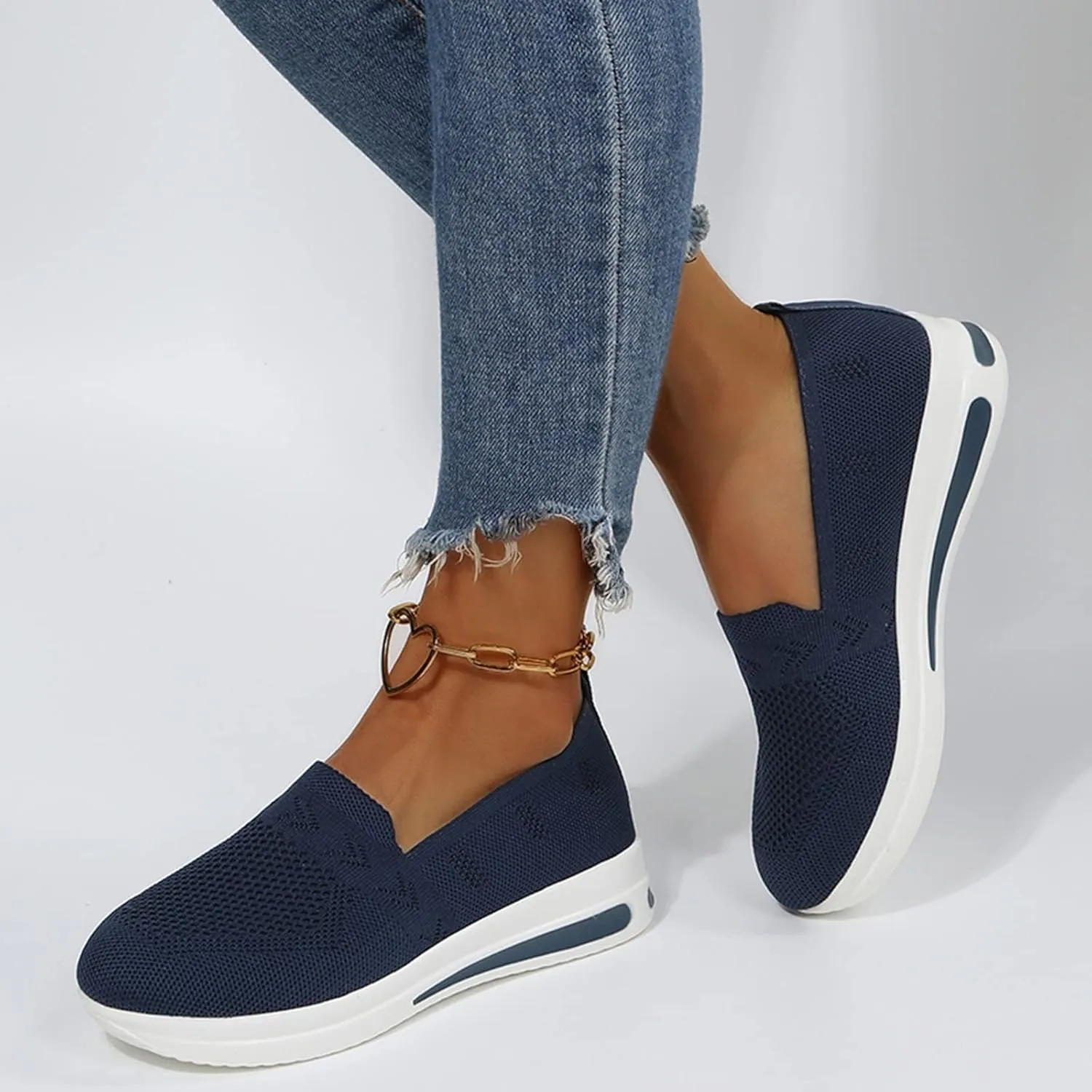 Orthopedic Shoes for Women Slip on Sneakers Comfort Non Slip Work Sneakers Woven Arch Support Breathable Walking Shoes
