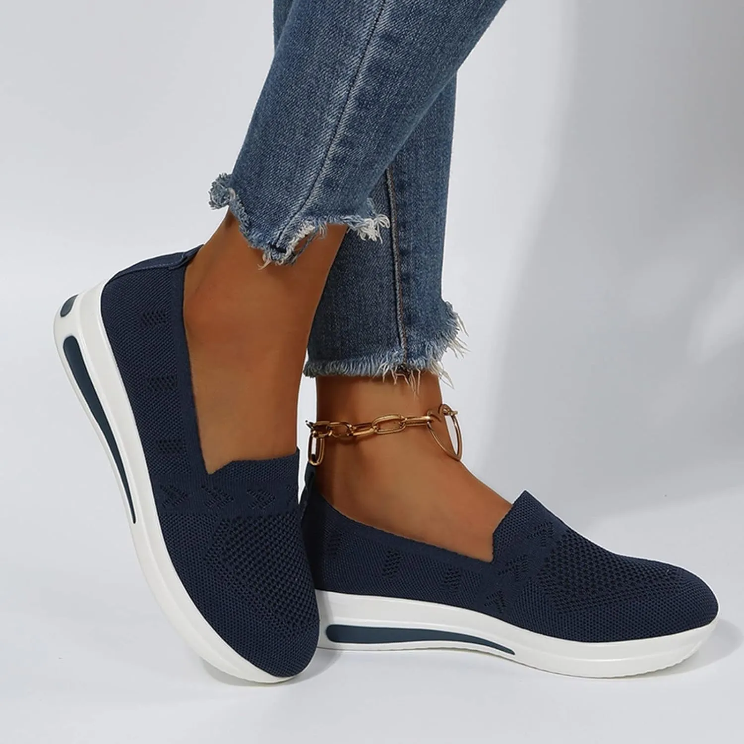 Orthopedic Shoes for Women Slip on Sneakers Comfort Non Slip Work Sneakers Woven Arch Support Breathable Walking Shoes