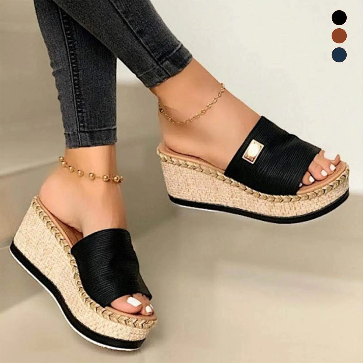 Platform Sandals for Women 2025 Wedges Sandals Slip on Wedge Platform Slides Comfortable Espadrilles Summer Shoes Casual Open Toe Flip Flops for Women