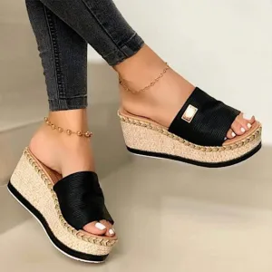 Platform Sandals for Women 2025 Wedges Sandals Slip on Wedge Platform Slides Comfortable Espadrilles Summer Shoes Casual Open Toe Flip Flops for Women