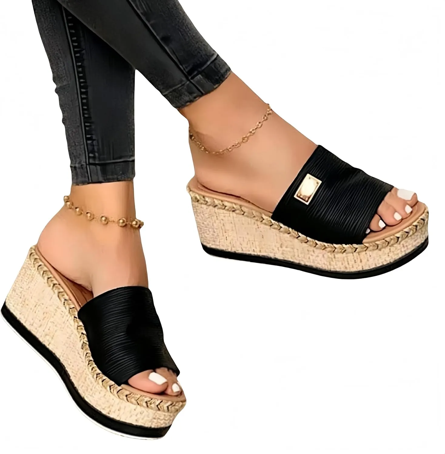 Platform Sandals for Women 2025 Wedges Sandals Slip on Wedge Platform Slides Comfortable Espadrilles Summer Shoes Casual Open Toe Flip Flops for Women