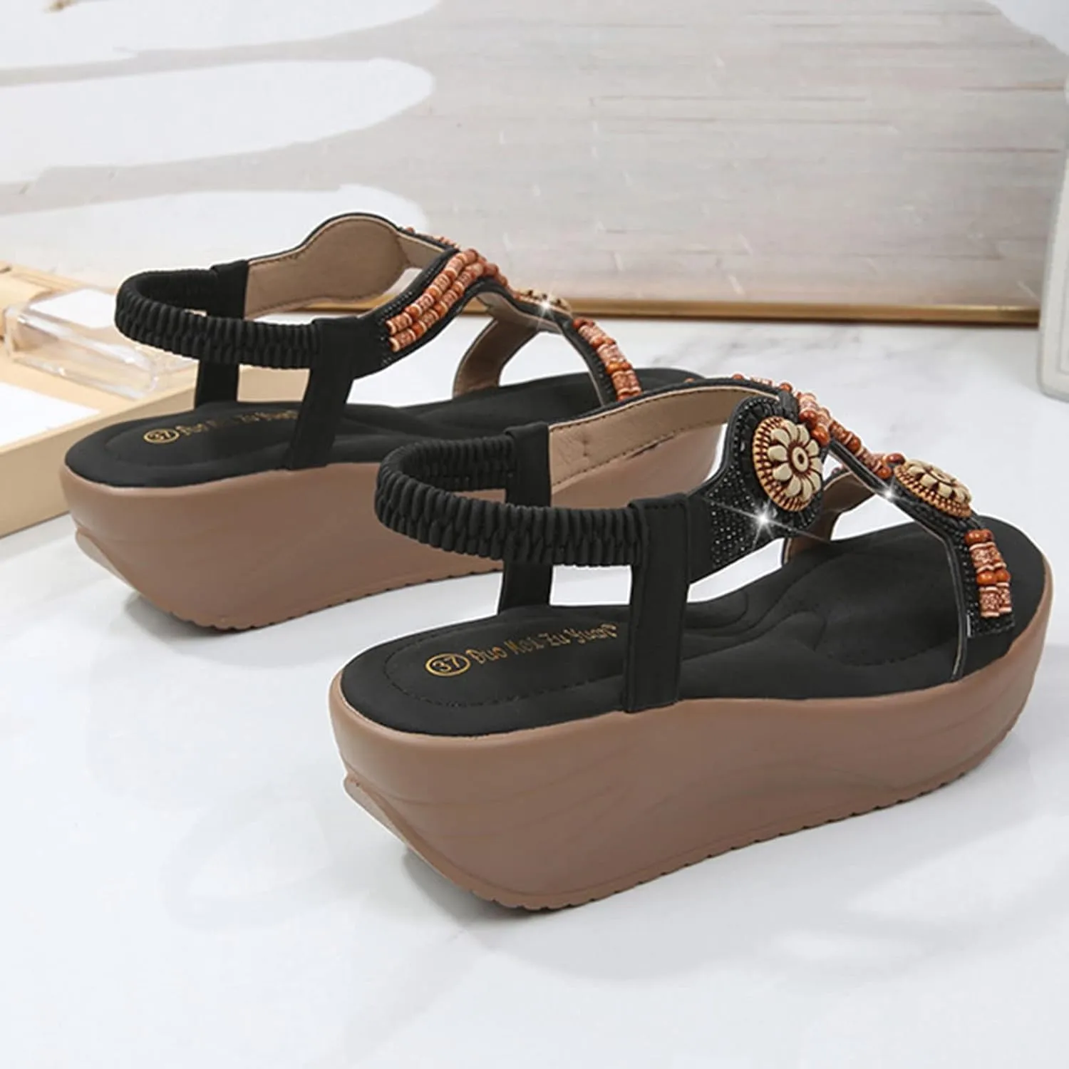 Platform Sandals Women Wedge Espadrille Braided Design Adjustable Ankle Strap Non-Slip FashionSummer Vacation 2025 Spring and Summer Vacation