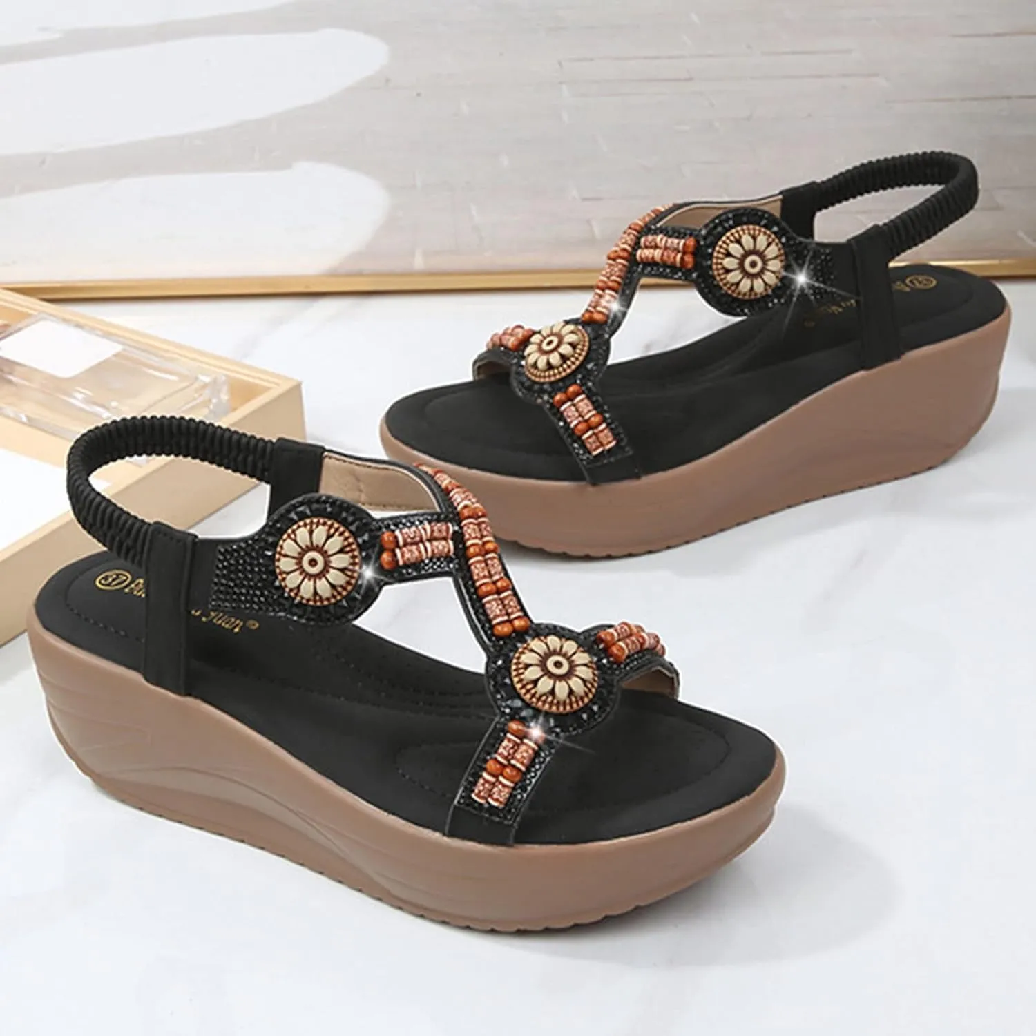 Platform Sandals Women Wedge Espadrille Braided Design Adjustable Ankle Strap Non-Slip FashionSummer Vacation 2025 Spring and Summer Vacation