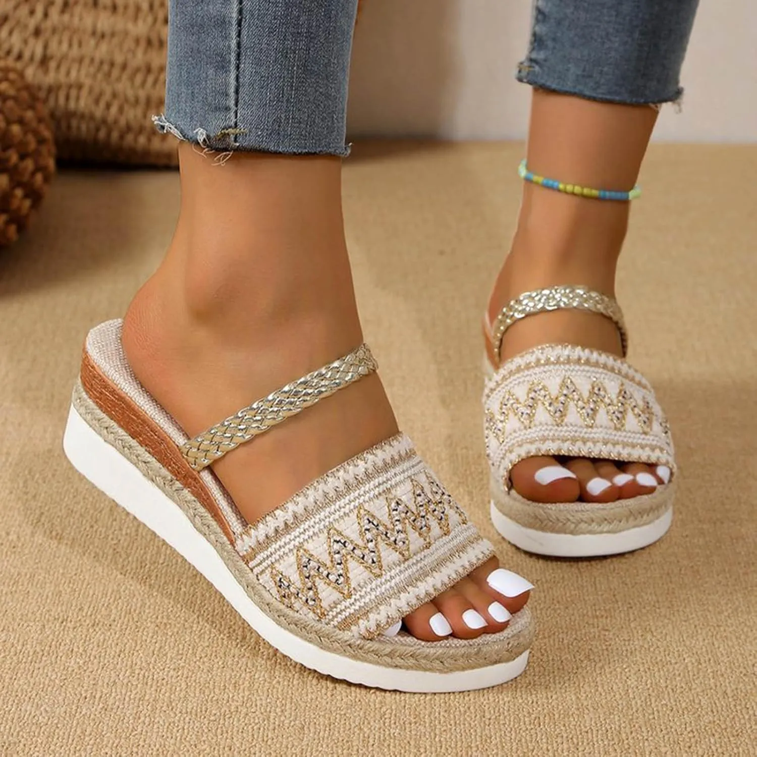 Platform Sandals Women Women's Ankle Strap Low Wedge Sandals Black Sandals Women Slide Sandals Platform Sandals
