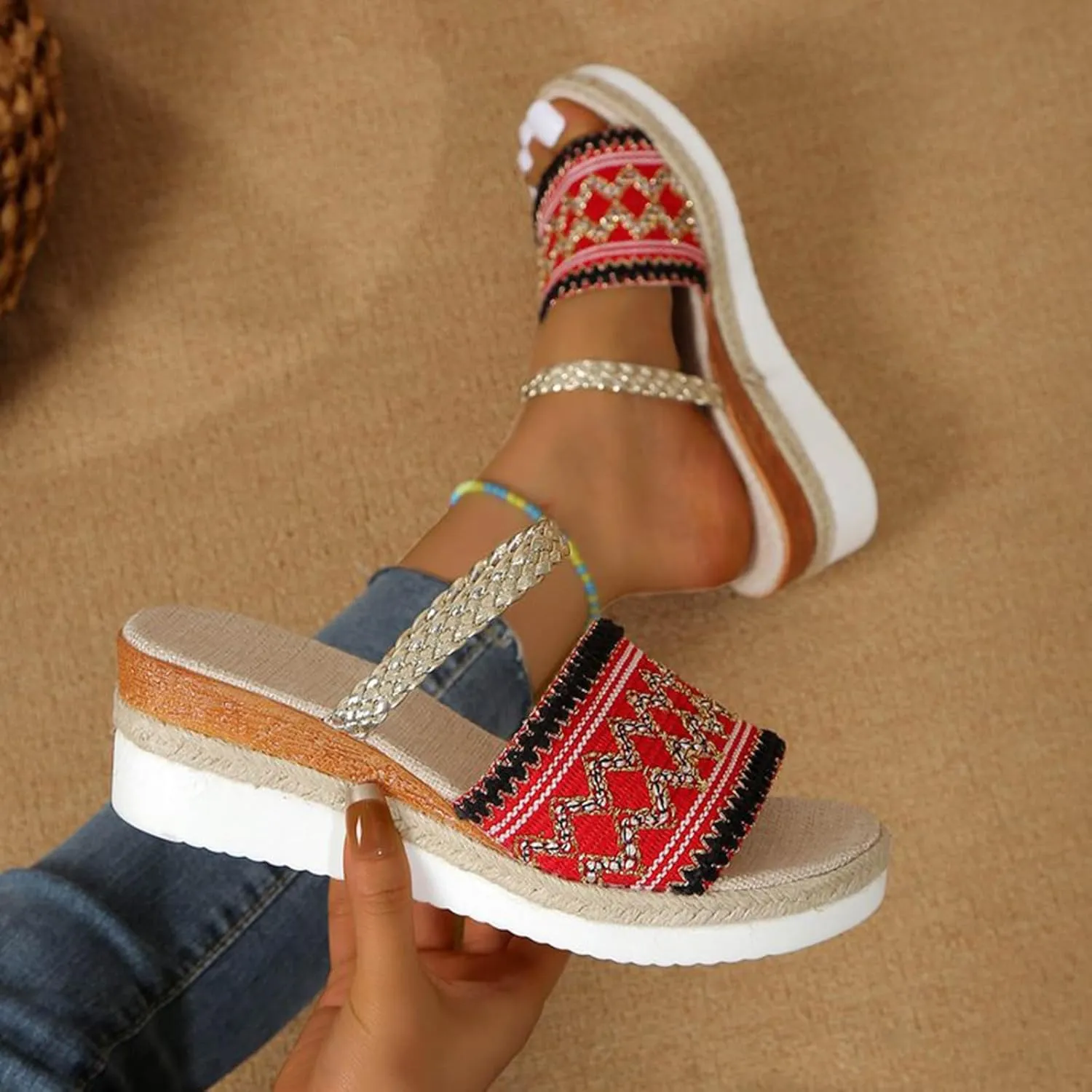 Platform Sandals Women Women's Ankle Strap Low Wedge Sandals Black Sandals Women Slide Sandals Platform Sandals