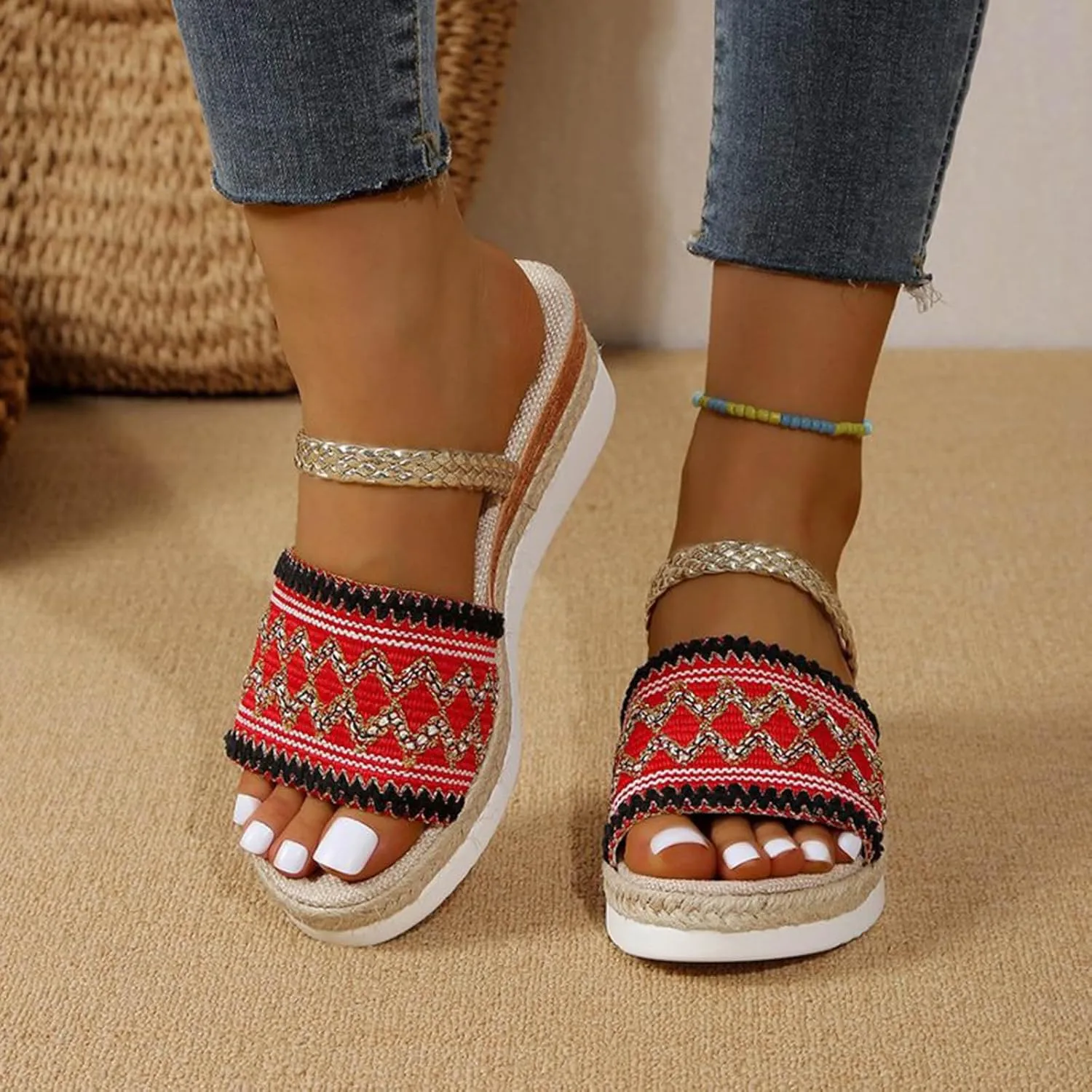 Platform Sandals Women Women's Ankle Strap Low Wedge Sandals Black Sandals Women Slide Sandals Platform Sandals