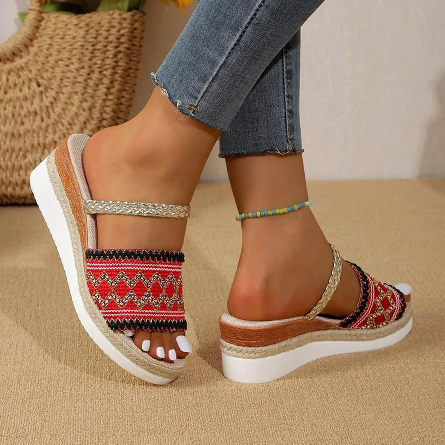 Platform Sandals Women Women's Ankle Strap Low Wedge Sandals Black Sandals Women Slide Sandals Platform Sandals