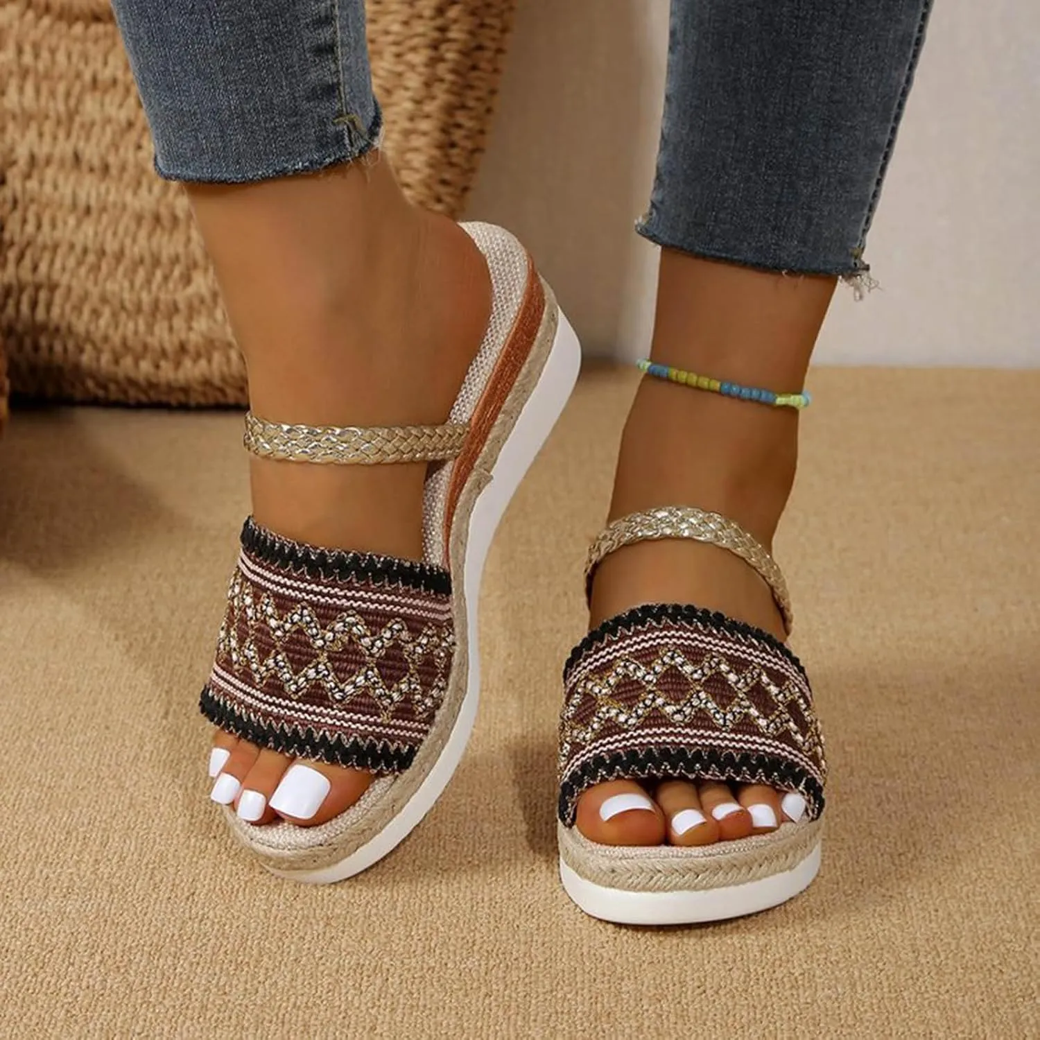 Platform Sandals Women Women's Ankle Strap Low Wedge Sandals Black Sandals Women Slide Sandals Platform Sandals