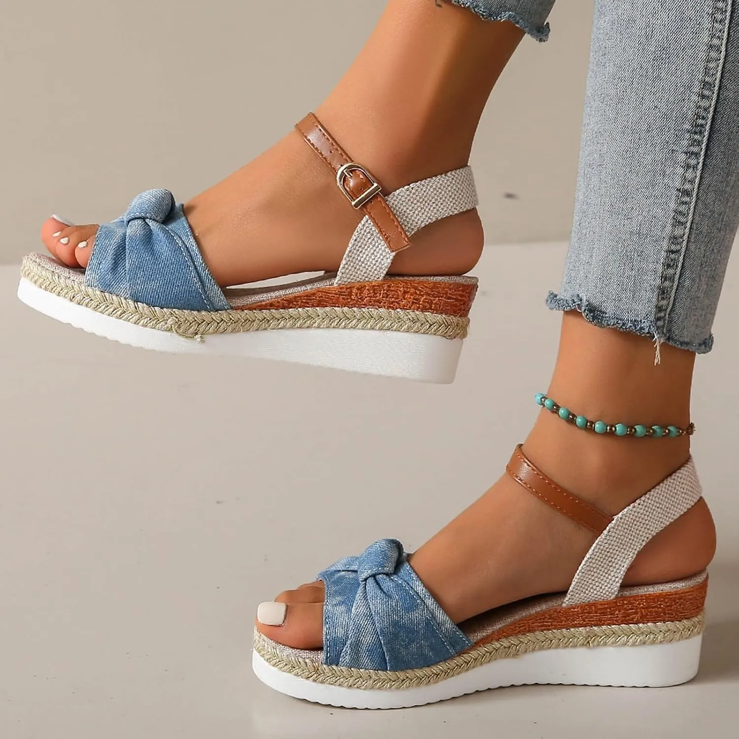 Platform Sandals Women's Ankle Strap Low Wedge Sandals Sandal Women Open Toe Flatform Fashion Sandals
