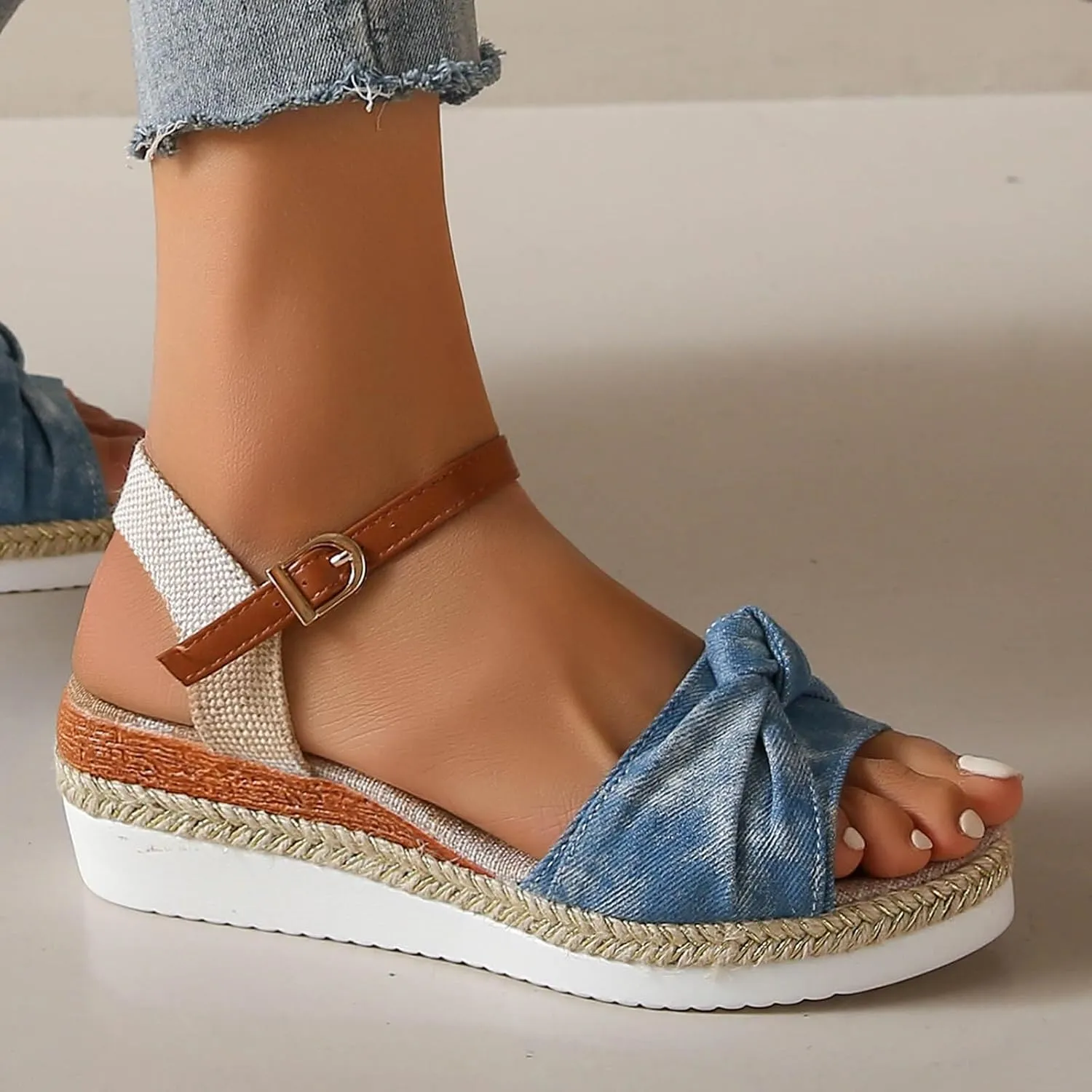 Platform Sandals Women's Ankle Strap Low Wedge Sandals Sandal Women Open Toe Flatform Fashion Sandals