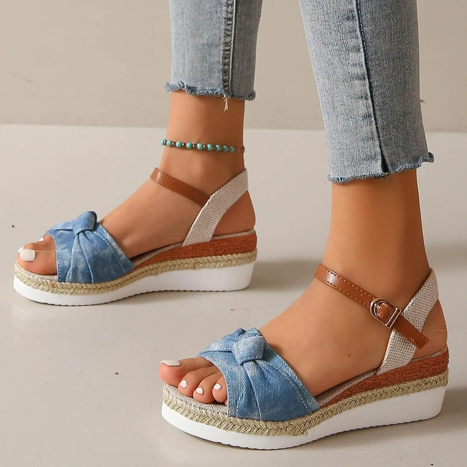 Platform Sandals Women's Ankle Strap Low Wedge Sandals Sandal Women Open Toe Flatform Fashion Sandals