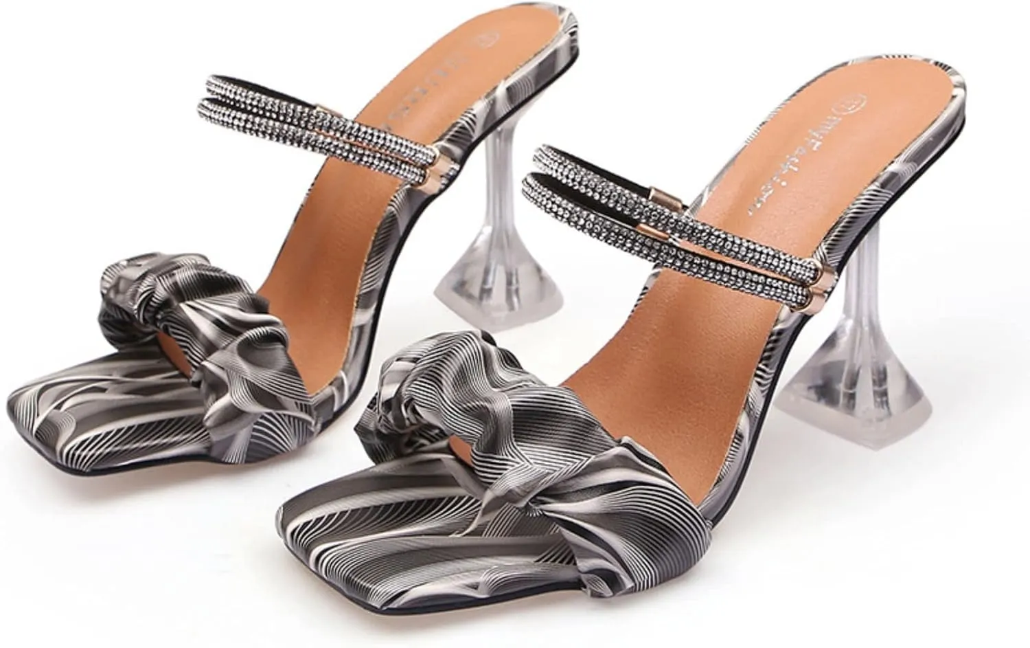 Rainbow Bow Fashion Sexy High Heel Mules Breathable Satin For Breathable Women And Ladies Comfy Travel Shoes