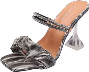 Rainbow Bow Fashion Sexy High Heel Mules Breathable Satin For Breathable Women And Ladies Comfy Travel Shoes