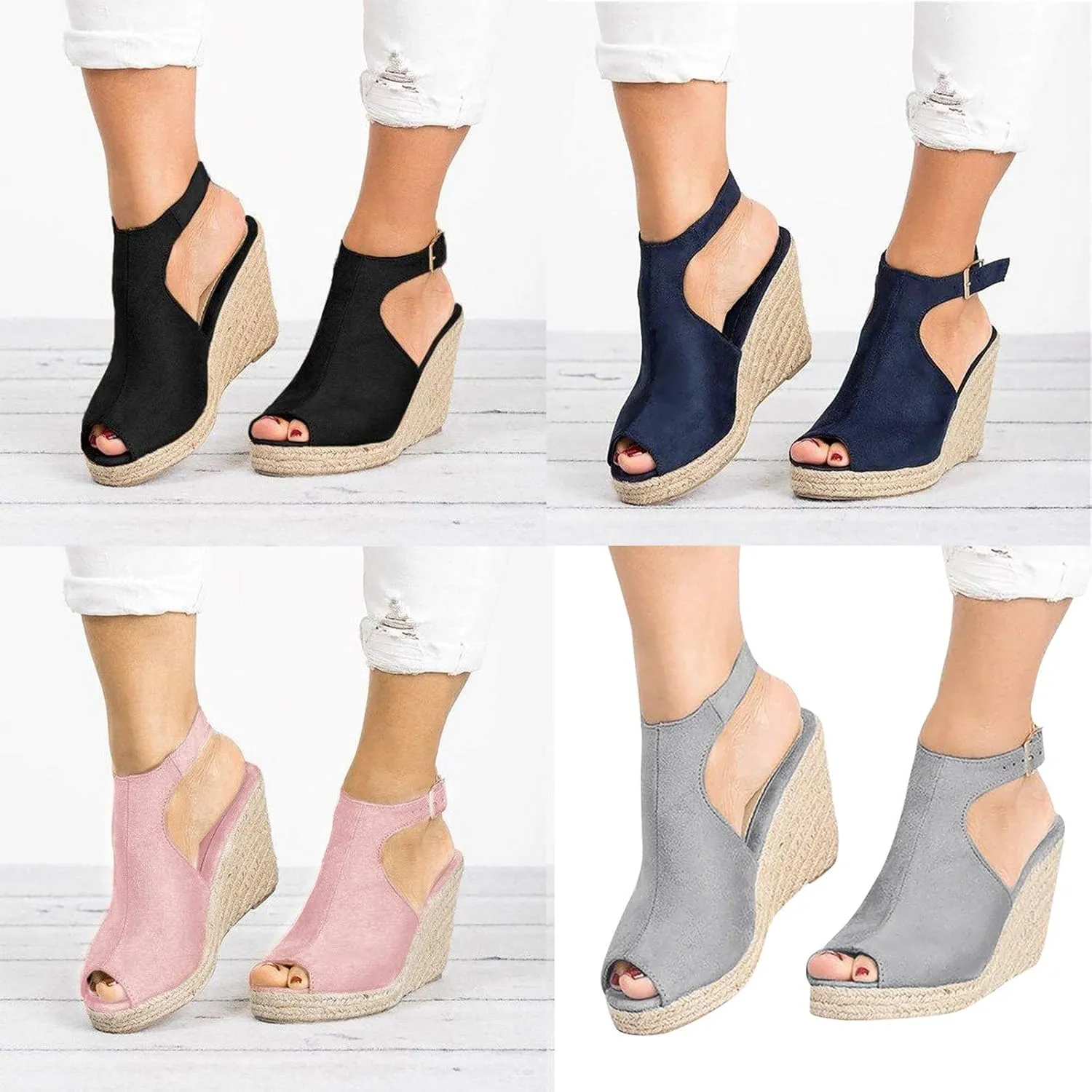 Rvidbe Platform Sandals for Women Sexy Women's Peep Toe Platform Sandals Summer Casual Ankle Buckle Wedge Sandals Shoes