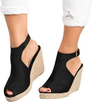 Rvidbe Platform Sandals for Women Sexy Women's Peep Toe Platform Sandals Summer Casual Ankle Buckle Wedge Sandals Shoes