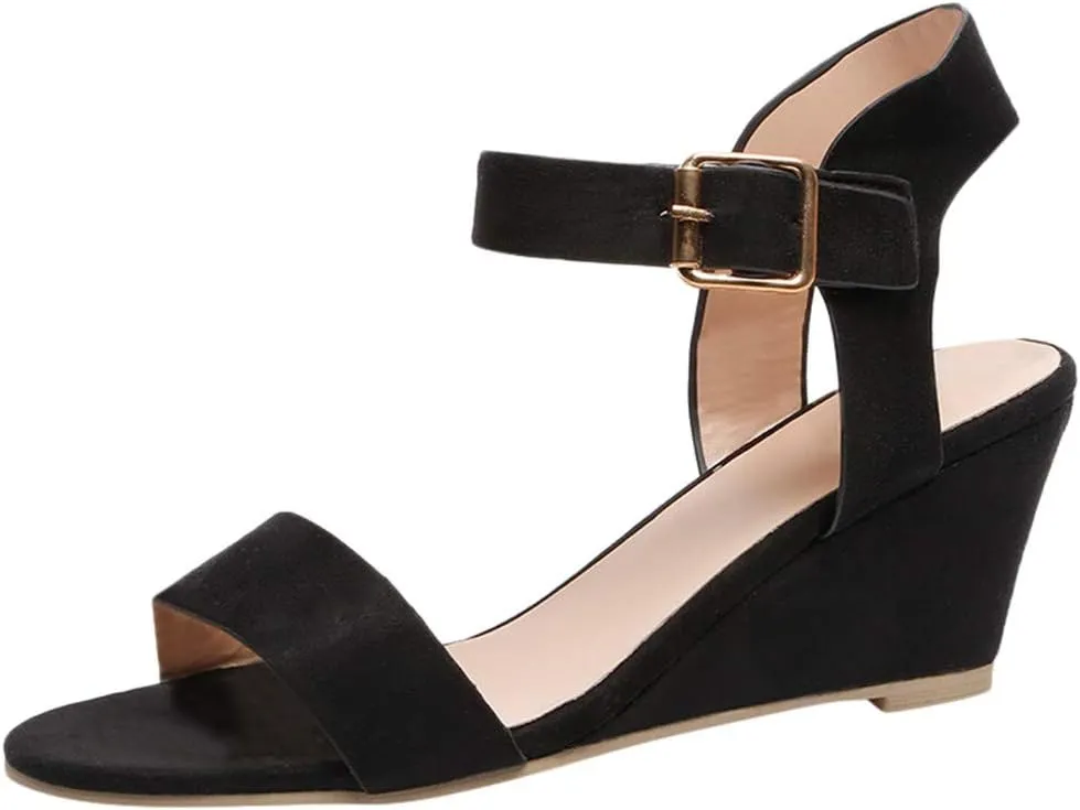 Rvidbe Platform Sandals for Women Sexy Women's Peep Toe Platform Sandals Summer Casual Ankle Buckle Wedge Sandals Shoes