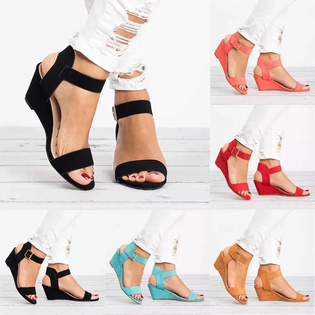 Rvidbe Platform Sandals for Women Sexy Women's Peep Toe Platform Sandals Summer Casual Ankle Buckle Wedge Sandals Shoes
