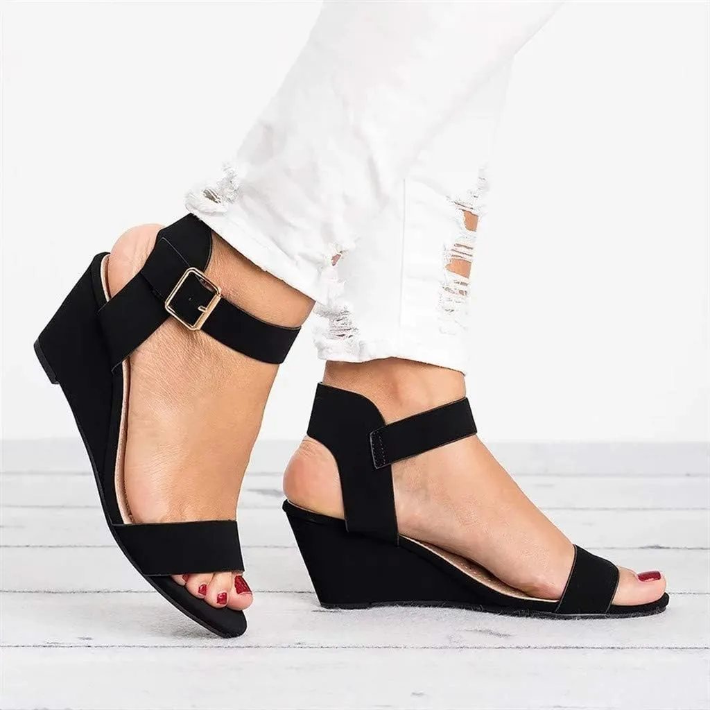 Rvidbe Platform Sandals for Women Sexy Women's Peep Toe Platform Sandals Summer Casual Ankle Buckle Wedge Sandals Shoes