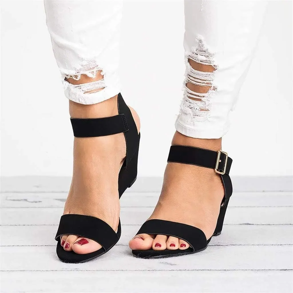 Rvidbe Platform Sandals for Women Sexy Women's Peep Toe Platform Sandals Summer Casual Ankle Buckle Wedge Sandals Shoes