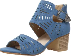 Sandals For Women Dressy Summer Toe Slingback Chunky Stacked Heel Ankle Booties Ankle Strap Sandals Women