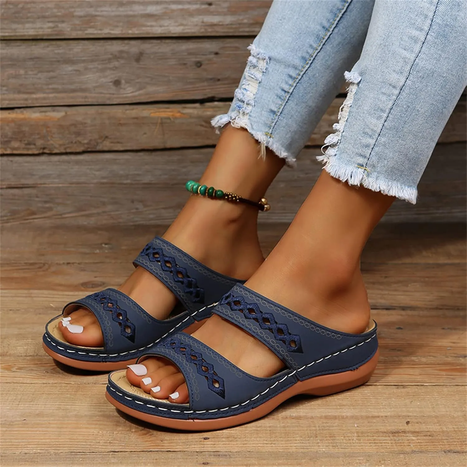 Sandals Women Dressy Summer Flat Island Cute Casual Beach Shoes Orthopedic Slippers Arch Support Orthotic Flip Flops