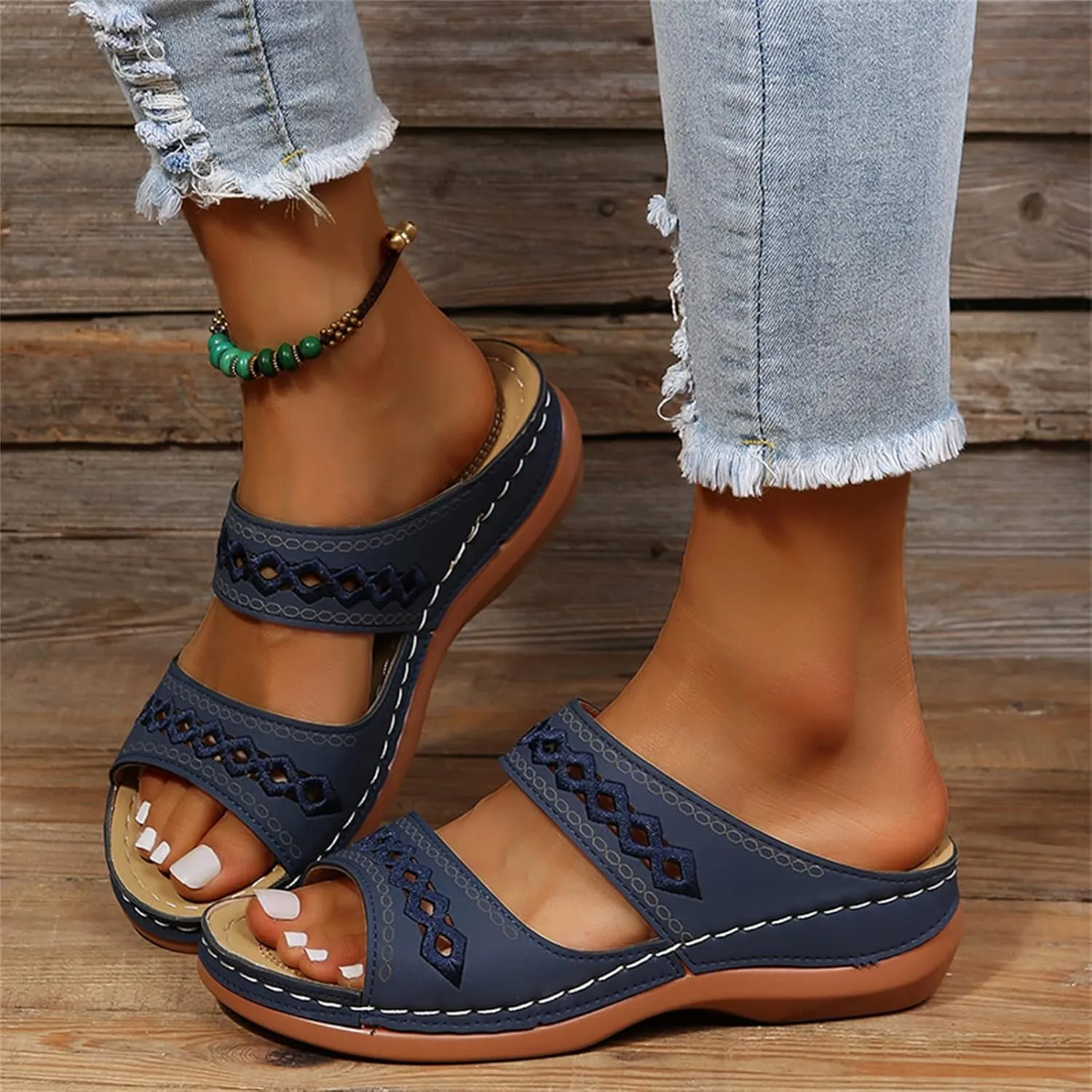 Sandals Women Dressy Summer Flat Island Cute Casual Beach Shoes Orthopedic Slippers Arch Support Orthotic Flip Flops