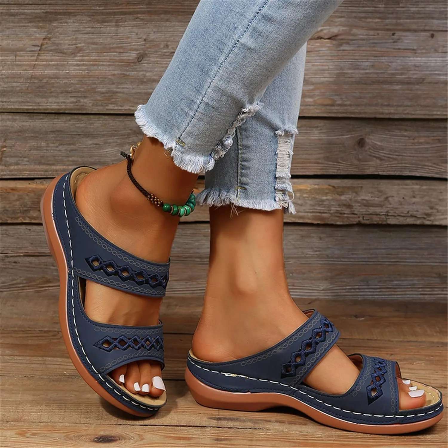 Sandals Women Dressy Summer Flat Island Cute Casual Beach Shoes Orthopedic Slippers Arch Support Orthotic Flip Flops