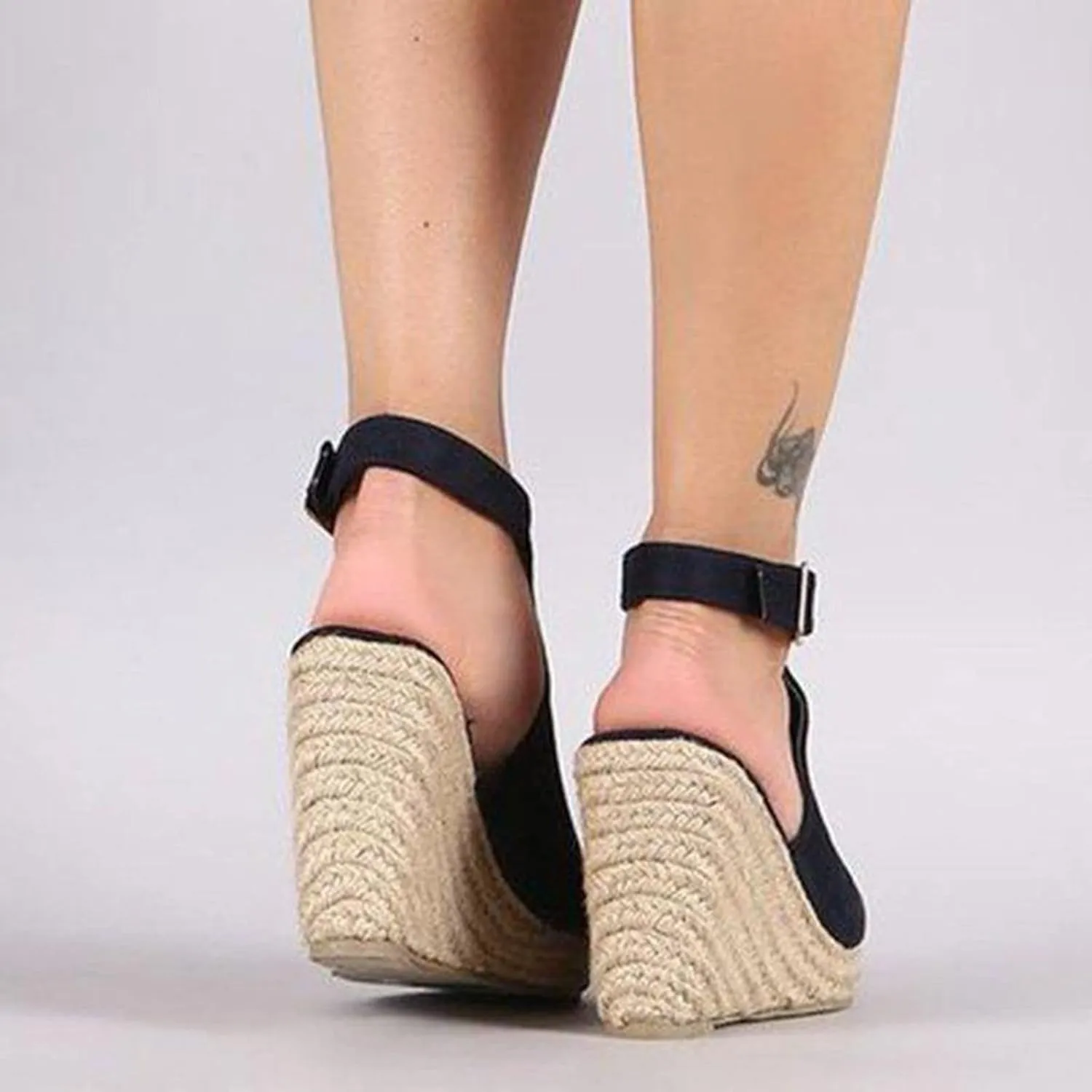 Sandals Women Dressy Summer Wedge, Womens Espadrille Wedge Sandals Open Toe Ankle Strap Buckle Platform Sandals Wedge High Heels Sandals Casual Summer Dress Shoes (a-Black, 6.5)