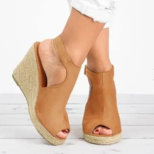 Sandals Women Dressy Summer Wedge, Womens Espadrille Wedge Sandals Open Toe Ankle Strap Buckle Platform Sandals Wedge High Heels Sandals Casual Summer Dress Shoes (a-Khaki, 11.5)