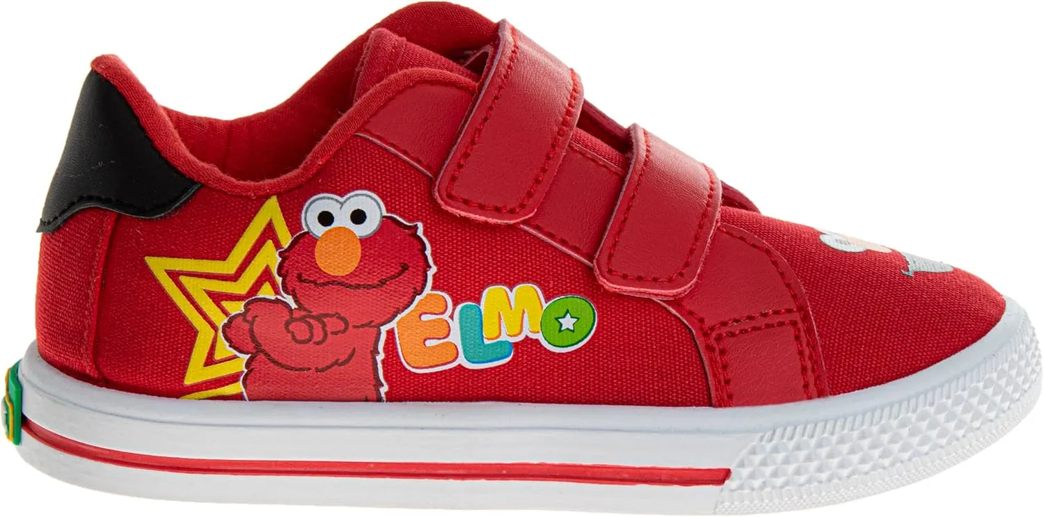 Sesame Street Elmo Strap Sneakers for Boys - Kids Lightweight Athletic Breathable Running Tennis Shoes Size 5-10 Toddler 11 Little Kid