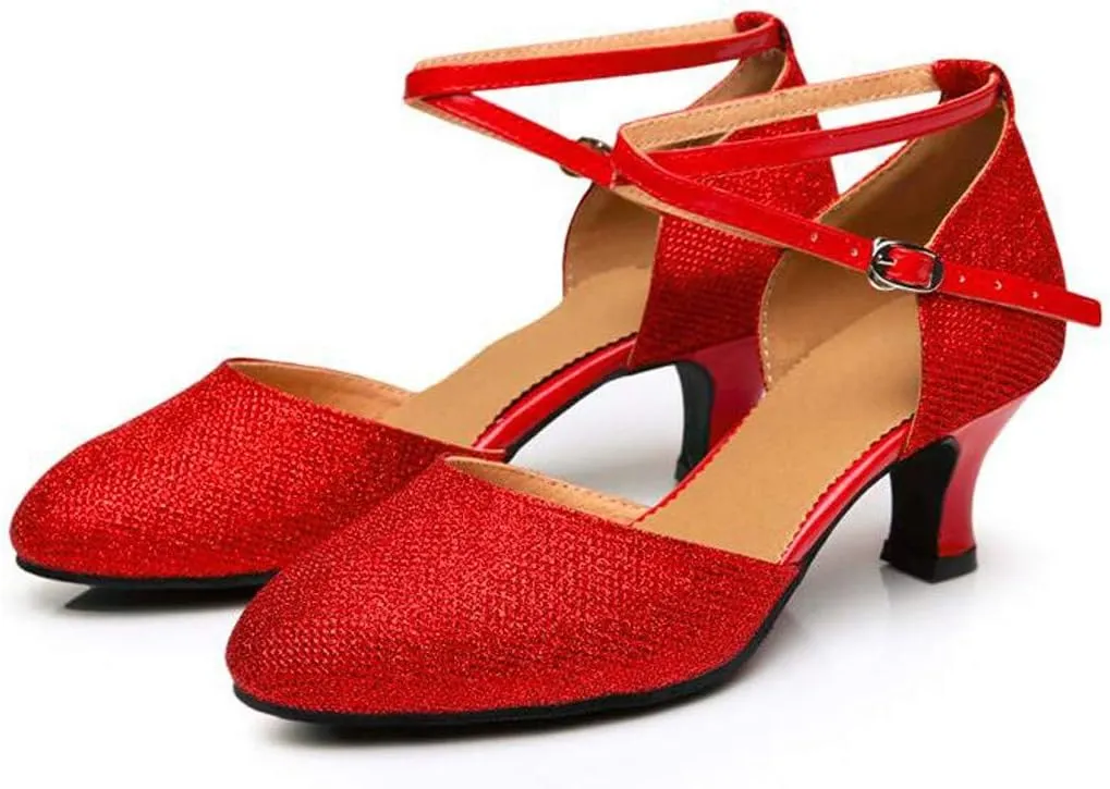 Shoes Dance Shoe Sequins Women's Social Ballroom Shoes Latin Dancing Tango Women's Middle Leather Riding Boots