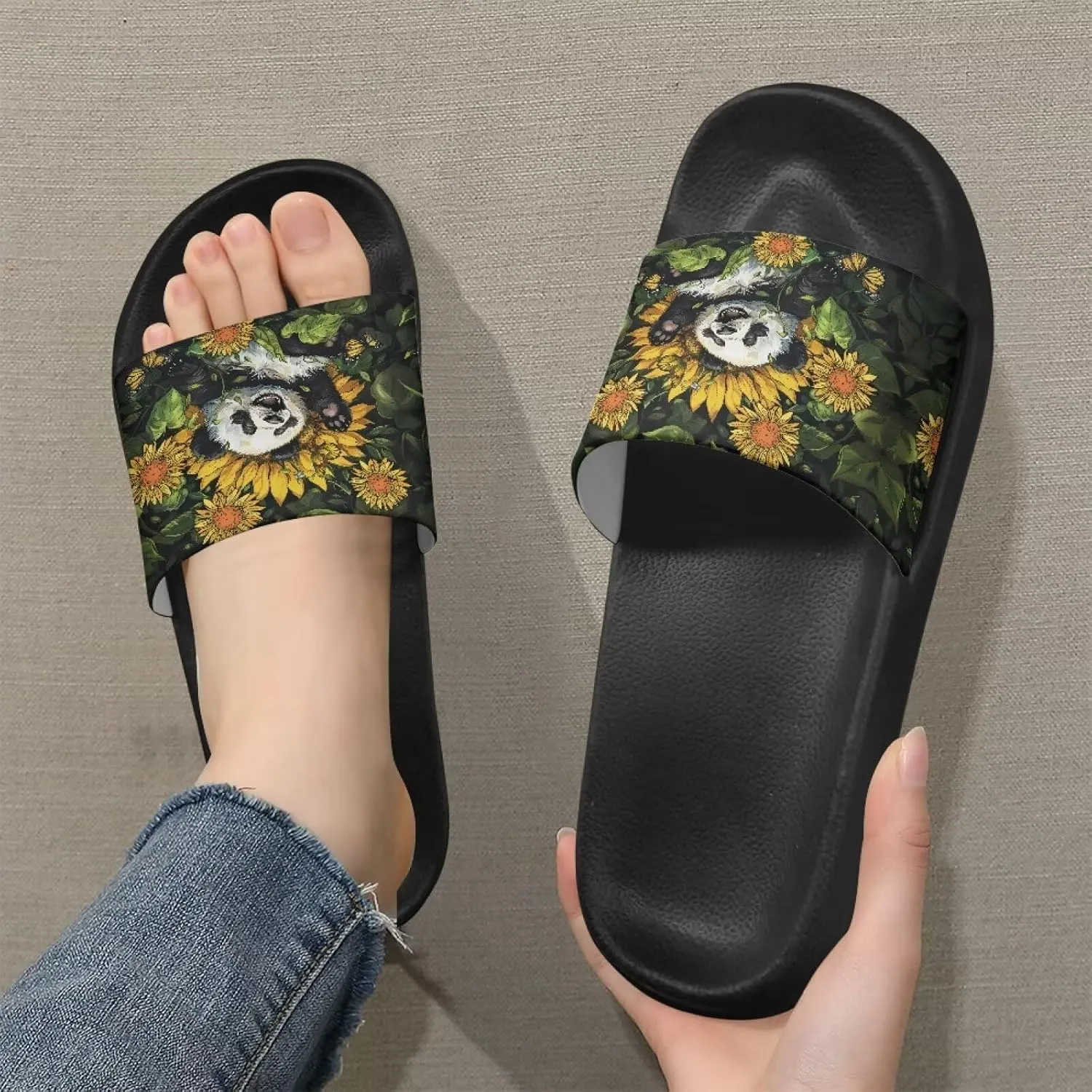 Slides for Men, Comfy Slippers with Arch Support Lightweight Wide Width Shower Sandals Height Increasing Insole Easy to Clean