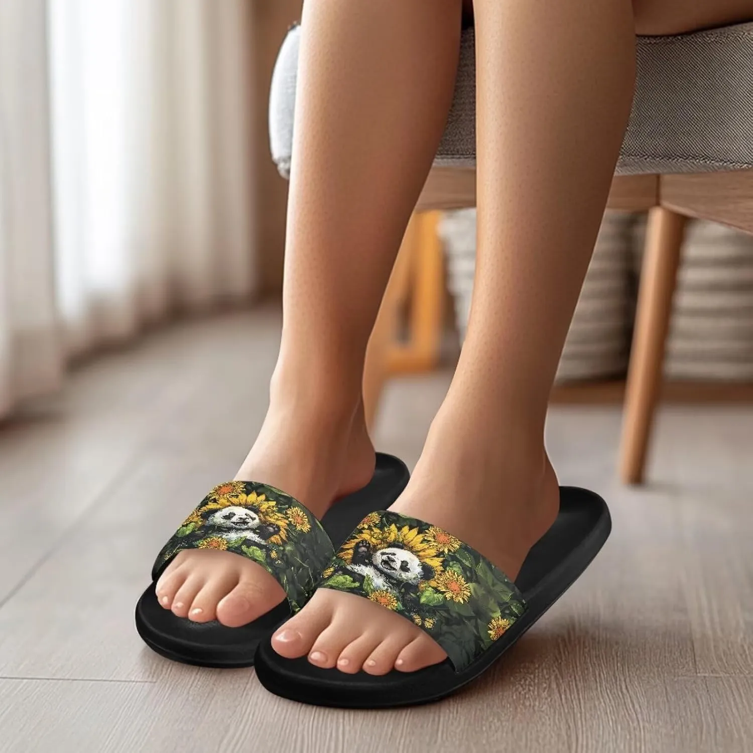Slides for Men, Comfy Slippers with Arch Support Lightweight Wide Width Shower Sandals Height Increasing Insole Easy to Clean