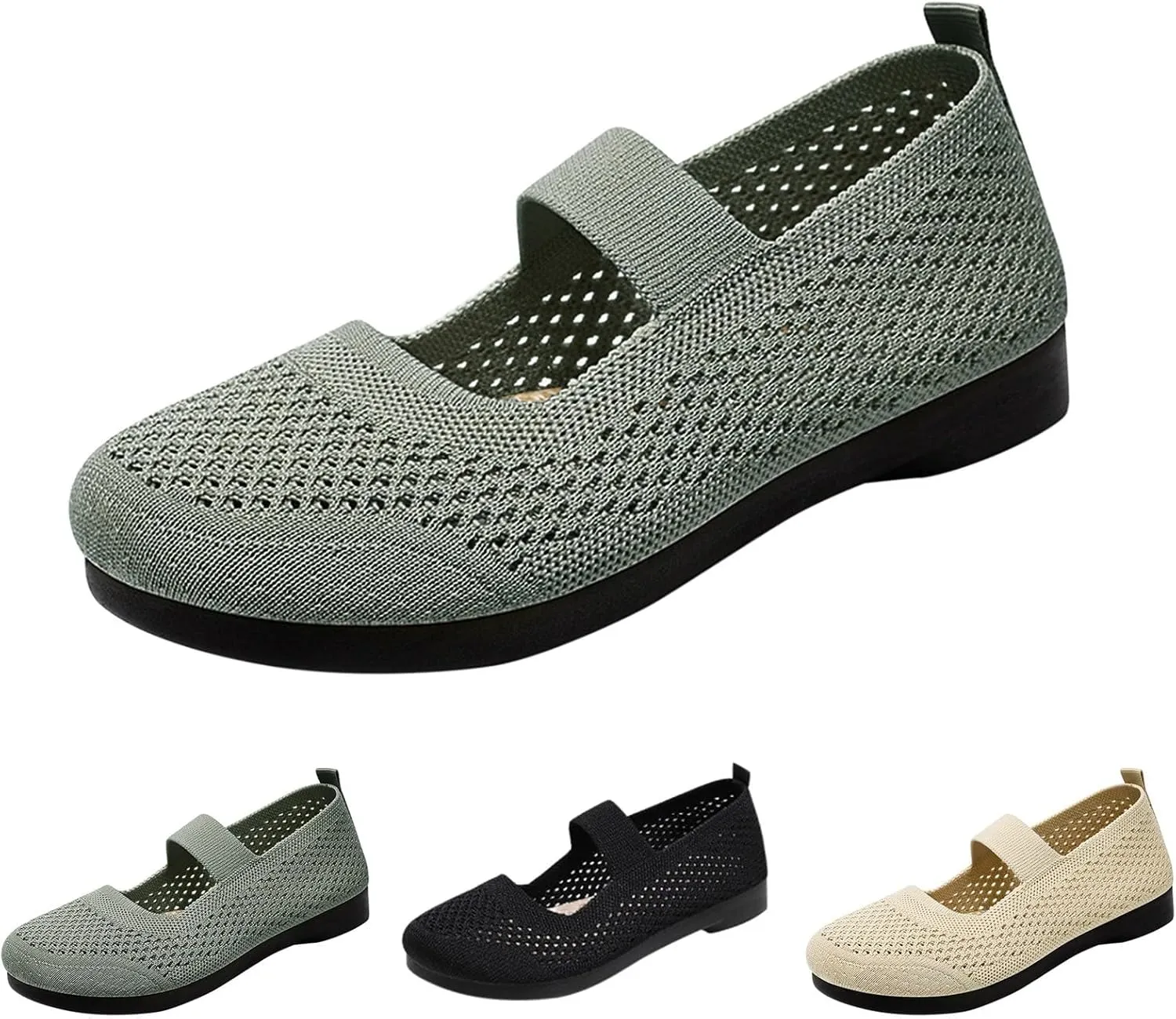 Slip On Orthopedic Sneakers Women Breathable Mesh Knitted Woven Low Top Walking Shoes Lightweight Wide Width Soft Sole Arch Support Non-Slip Shoes