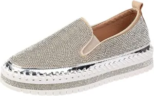 Slip On Sneakers Women White Womens Slip On Sneakers Comfort Casual Canvas Shoes Dressy Summer Fashion Low Top Non Slip Platform Walking Flats Loafers
