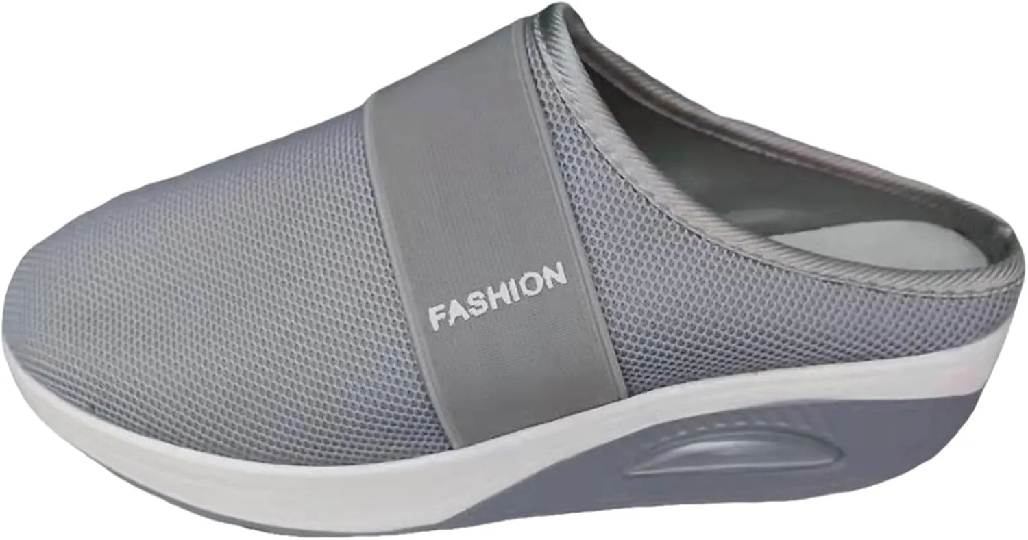 Sneakers for Women Breathable Mesh Walking Shoes Mules Lightweight Slip On Backless Comfort Wedge Platform Loafers
