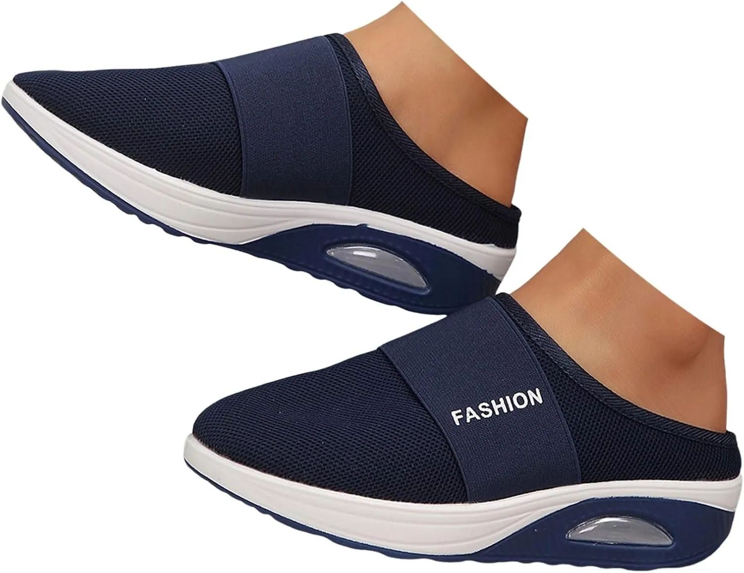 Sneakers for Women Breathable Mesh Walking Shoes Mules Lightweight Slip On Backless Comfort Wedge Platform Loafers