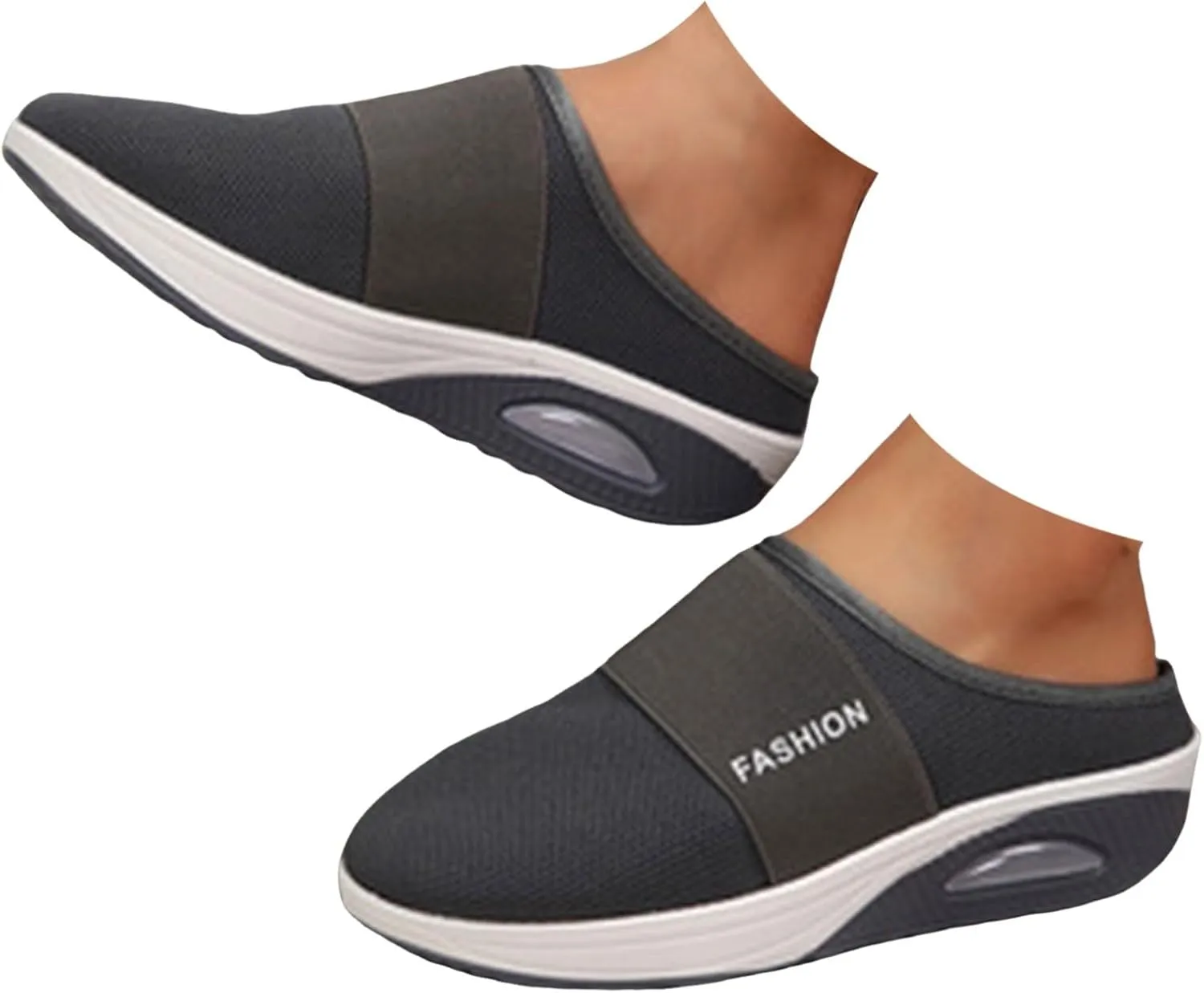 Sneakers for Women Breathable Mesh Walking Shoes Mules Lightweight Slip On Backless Comfort Wedge Platform Loafers