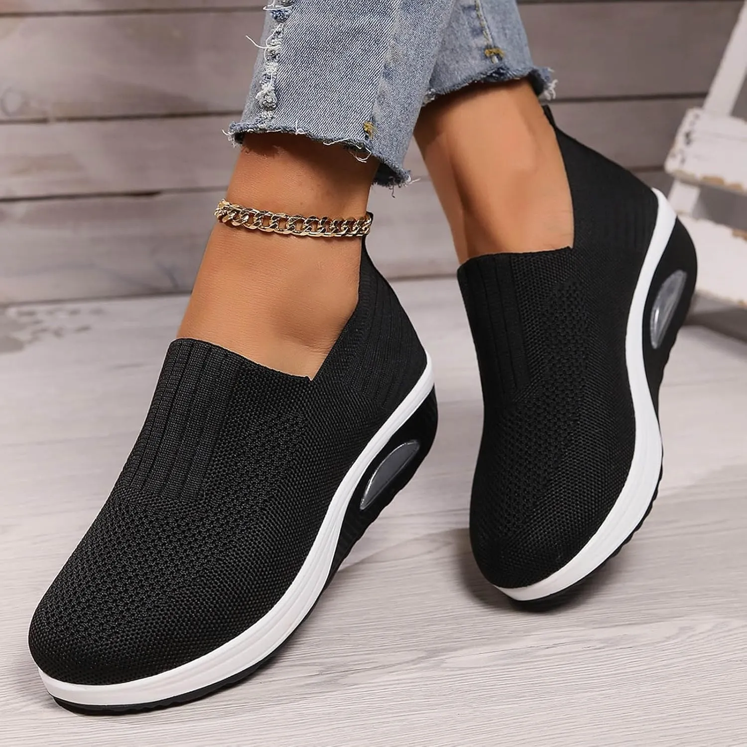 Sneakers for Women Mesh Slip On Running No Lace Walking Shoes Non Slip Lightweight Gym Workout Breathable Fashion Sneakers