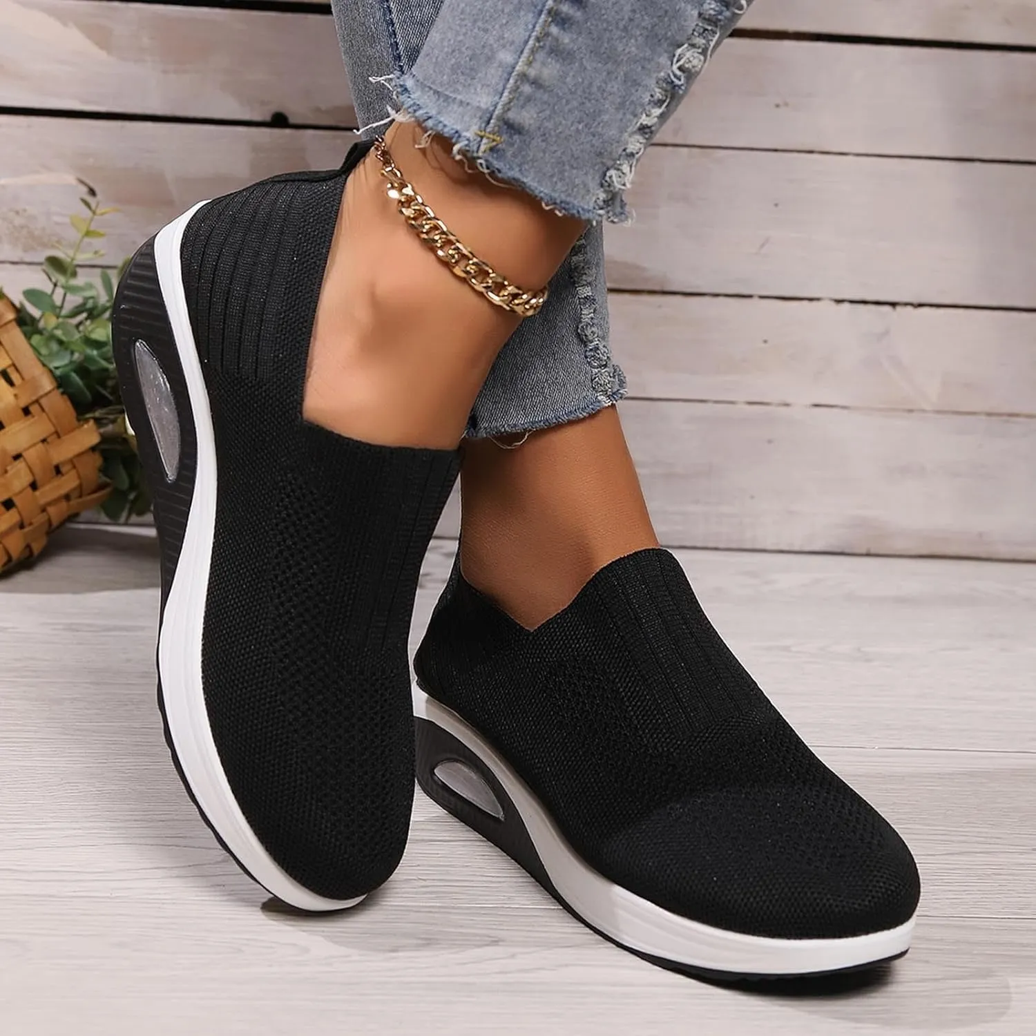 Sneakers for Women Mesh Slip On Running No Lace Walking Shoes Non Slip Lightweight Gym Workout Breathable Fashion Sneakers