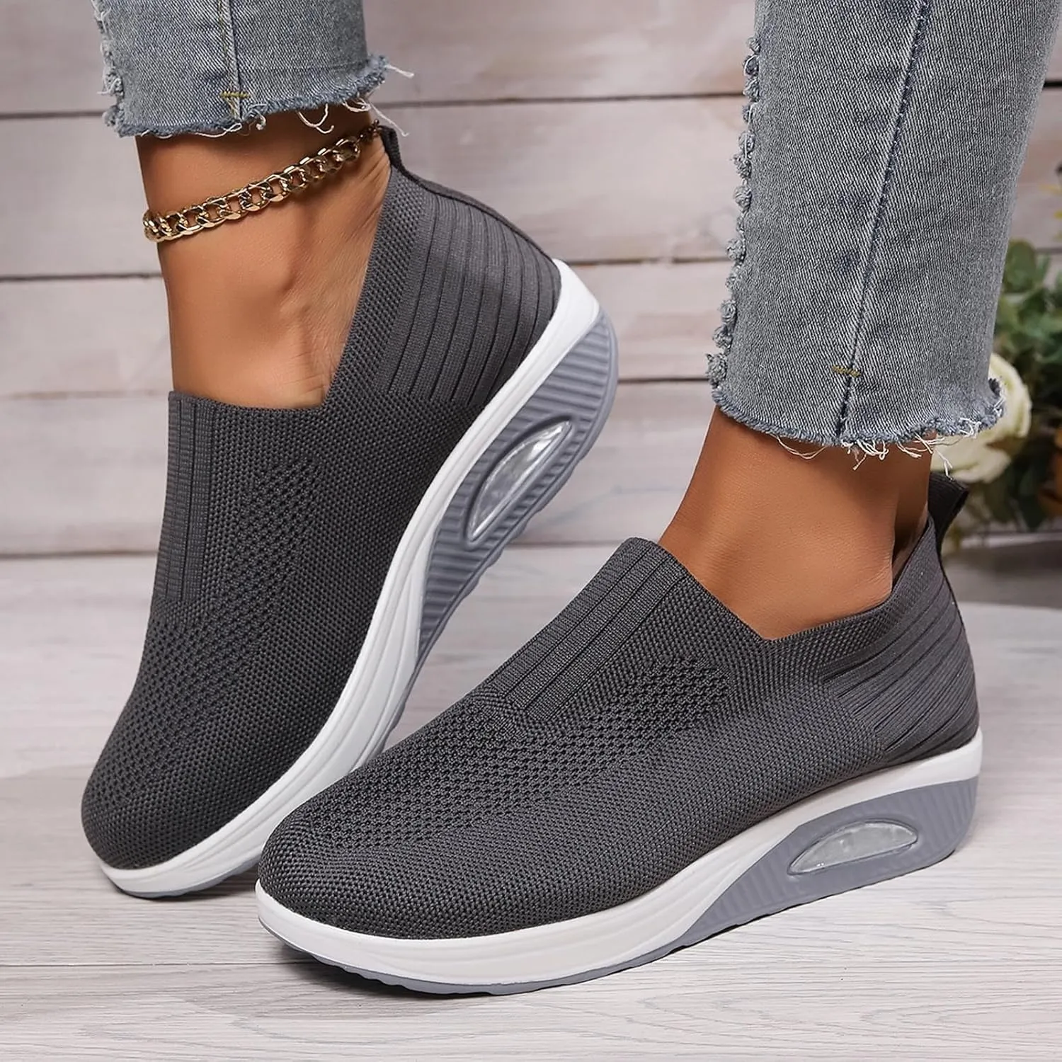 Sneakers for Women Mesh Slip On Running No Lace Walking Shoes Non Slip Lightweight Gym Workout Breathable Fashion Sneakers