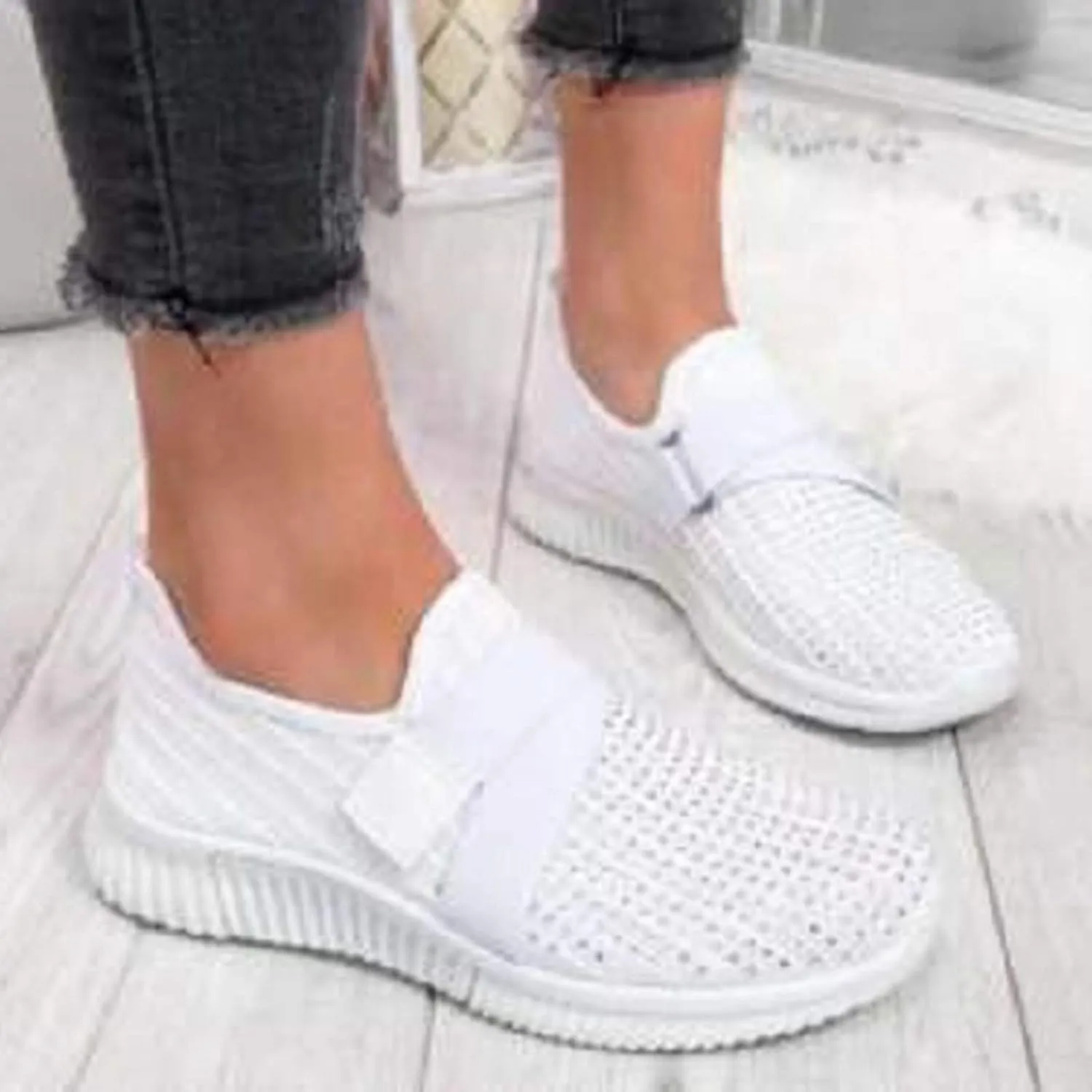 Sneakers for Women Mesh Slip On Running No Lace Walking Shoes Slip On Lightweight Gym Workout Breathable Fashion Sneakers