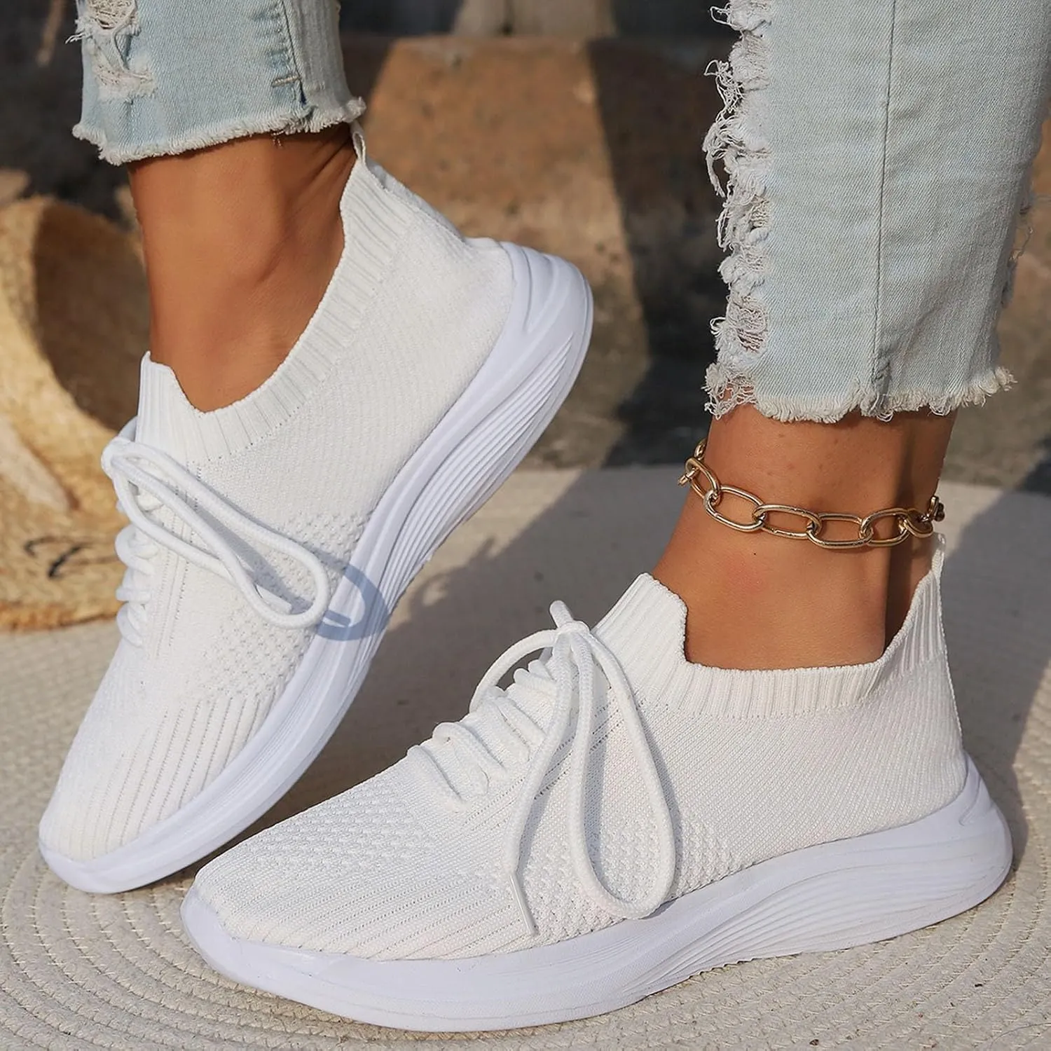 Sneakers for Women Slip On Running Walking Shoes Non Slip Lightweight Gym Workout Breathable Fashion Sneakers