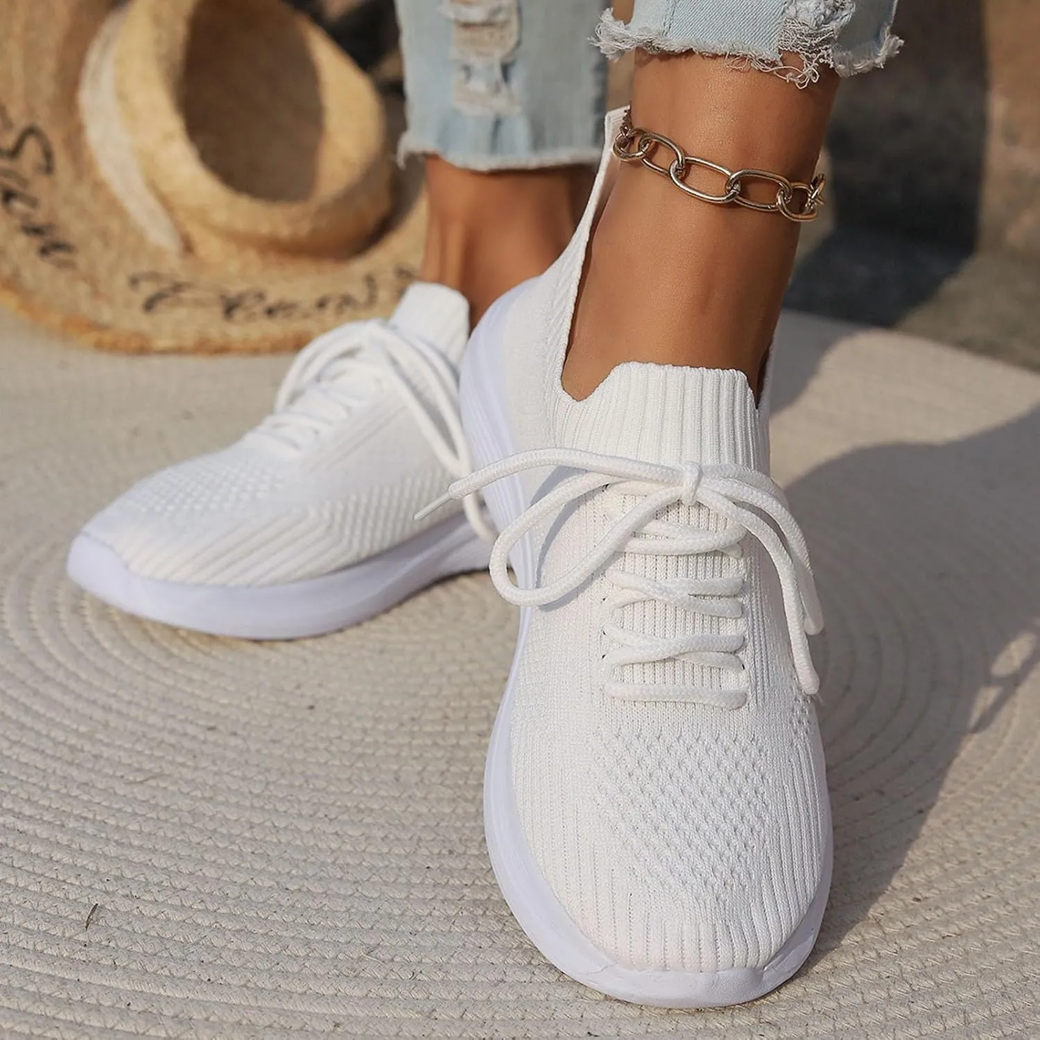 Sneakers for Women Slip On Running Walking Shoes Non Slip Lightweight Gym Workout Breathable Fashion Sneakers