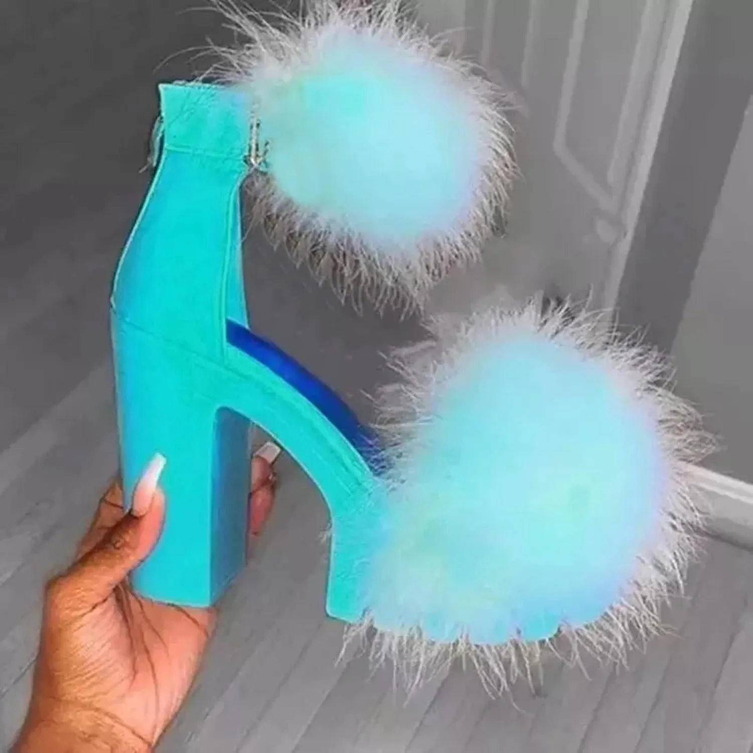 SuanlaTDS Fashion Heels Women's Platforms Open Heels Shoes Sandals High Casual Toe Women's high Heels Womens Heel for High Heels (Blue, 8.5)