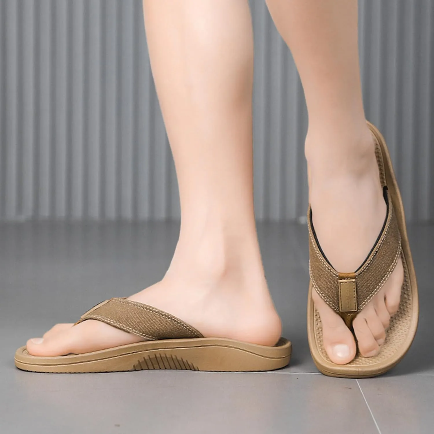 Summer Beach Flip Flops for Mens Comfort Thong Slippers Open-Toe Shoes Outdoor Water Resistant Lightweight Sandals