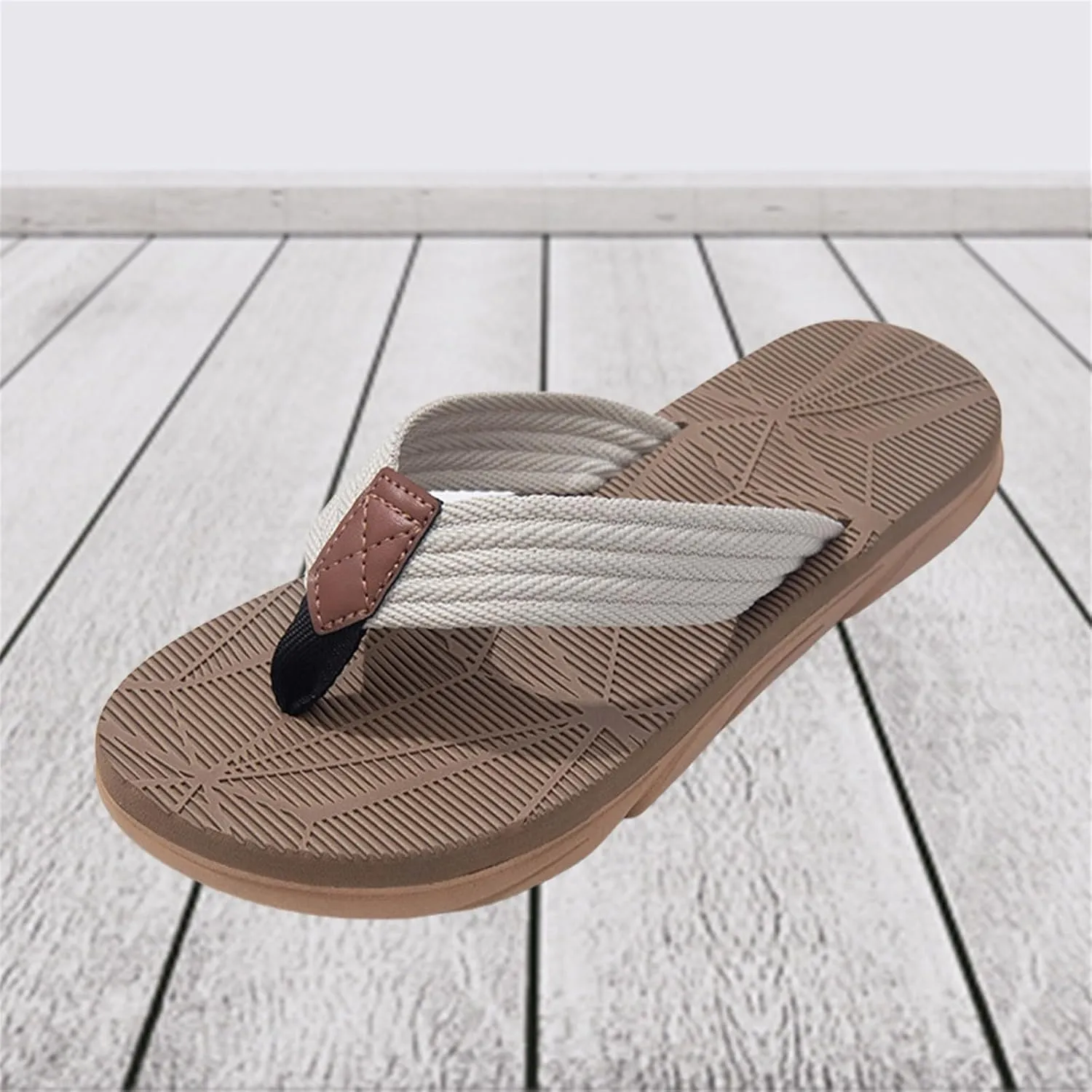 Summer Beach Flip Flops for Mens Comfort Thong Slippers Open-Toe Shoes Outdoor Water Resistant Lightweight Sandals